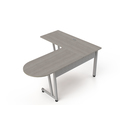 Linea Italia L-Shaped Corner Desk, 55”W x 71”D x 30”H, Metal Frame Ash Laminate ZUD120S